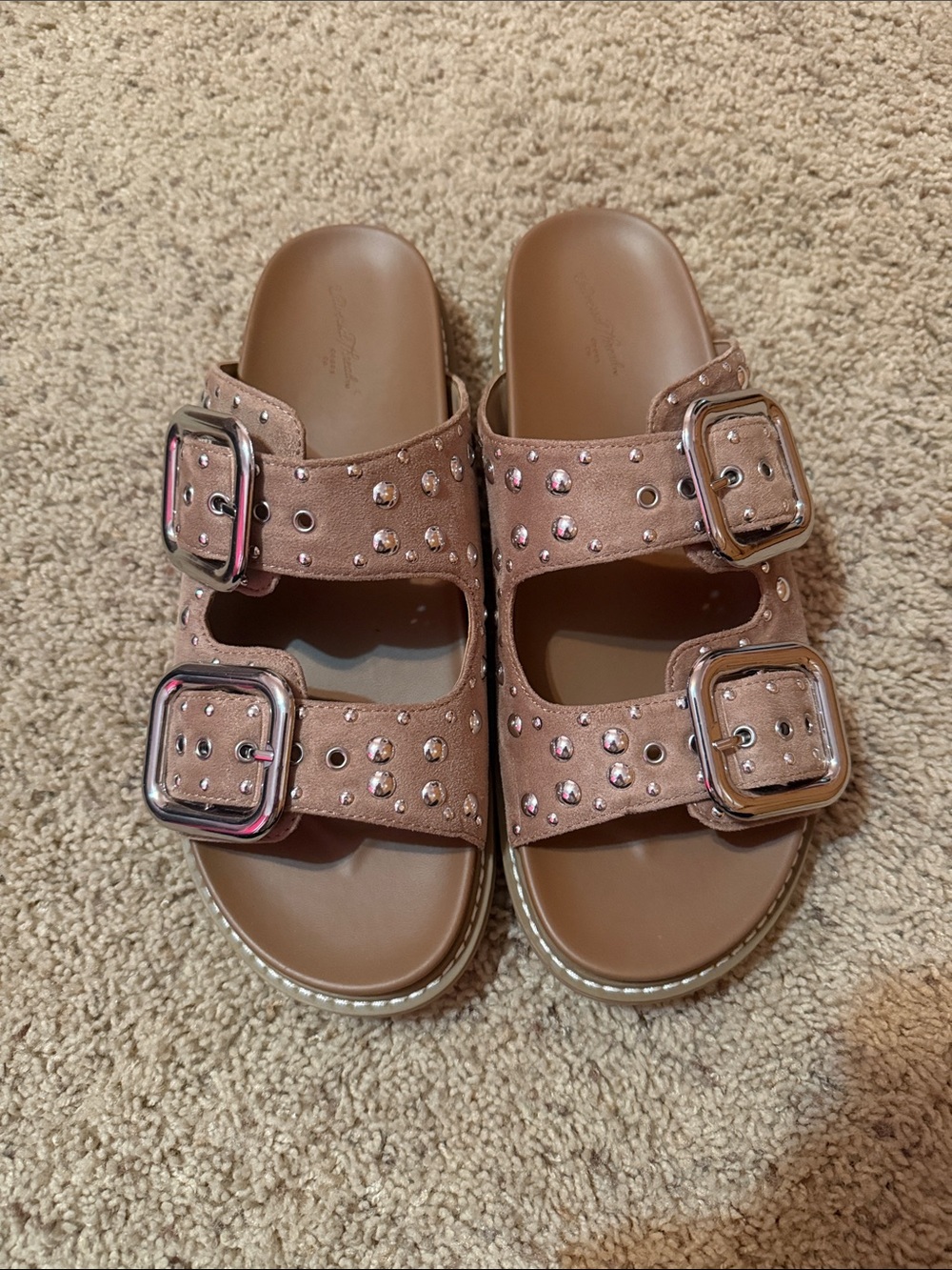 Studded Double-Buckle Sandals